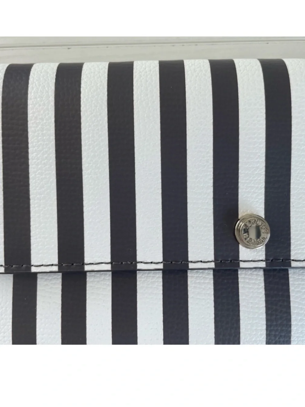Henri Bendel Brown and White Centennial Stripe Clutch